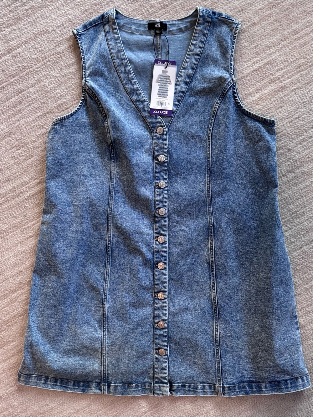 Frye Blue Denim Button-Front Dress Festival Concert NWT